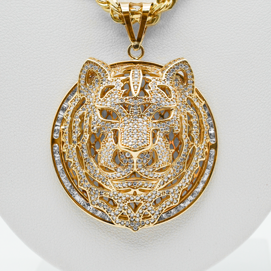 Dije Tigre | Oro amarillo con zirconias | 14k |  14.6g