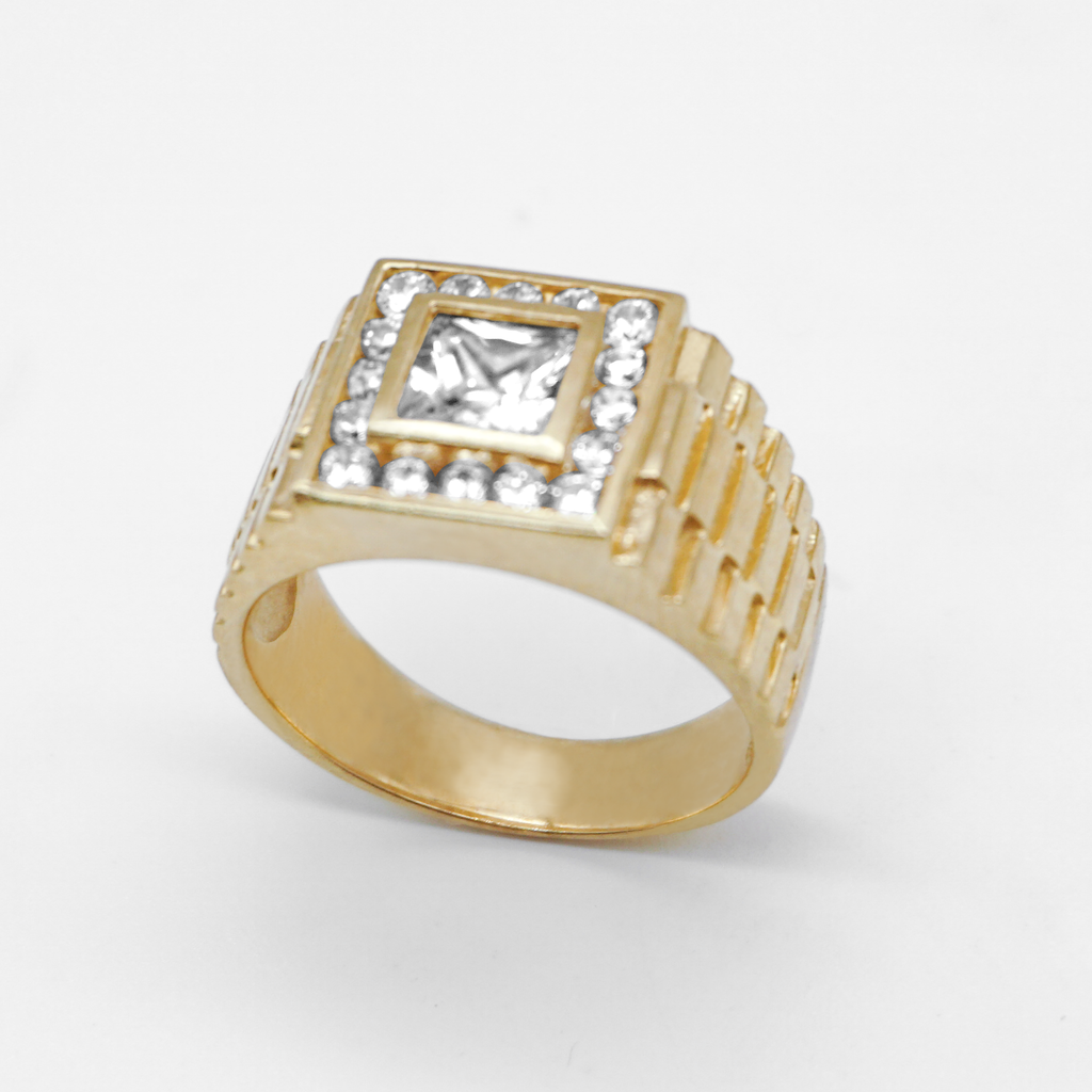 Anillo de oro amarillo con zirconias | 14k | 11.6g