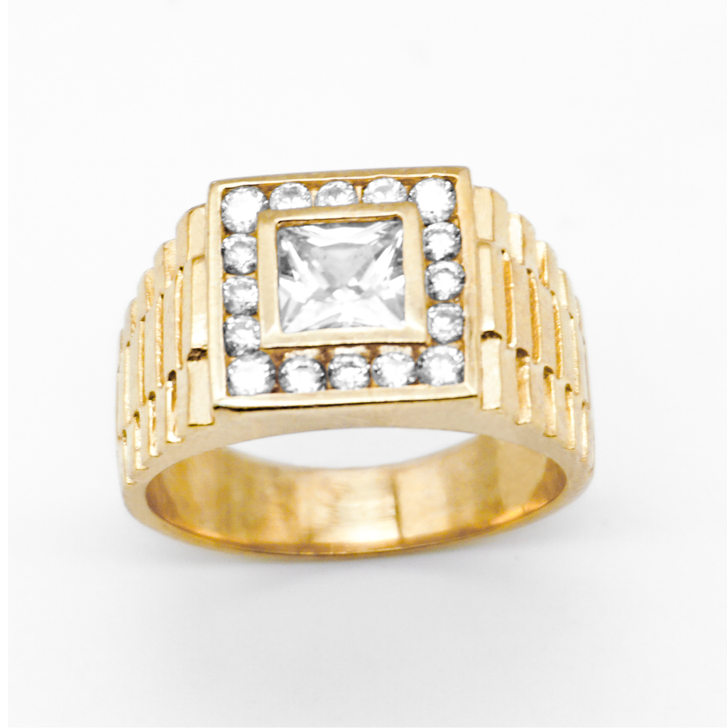 Anillo de oro amarillo con zirconias | 14k | 11.6g