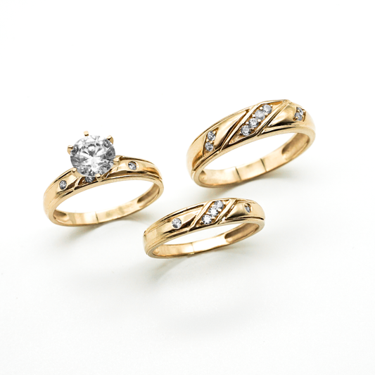 Trío de Oro amarillo con zirconias | 14k | 8.6g