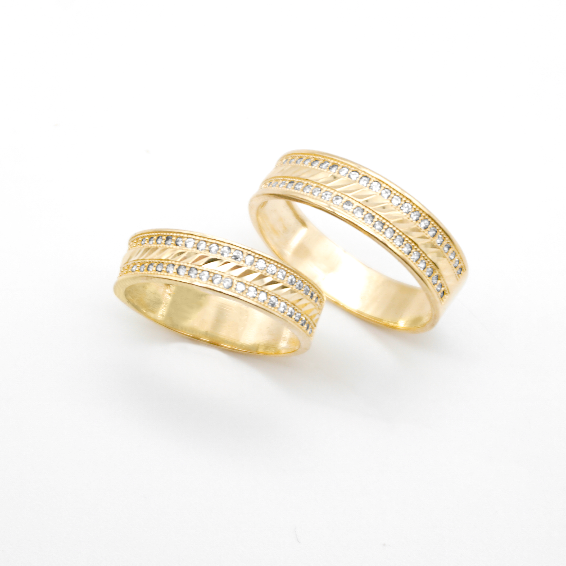 Trío de oro amarillo con zirconias |  10k | 8.6g