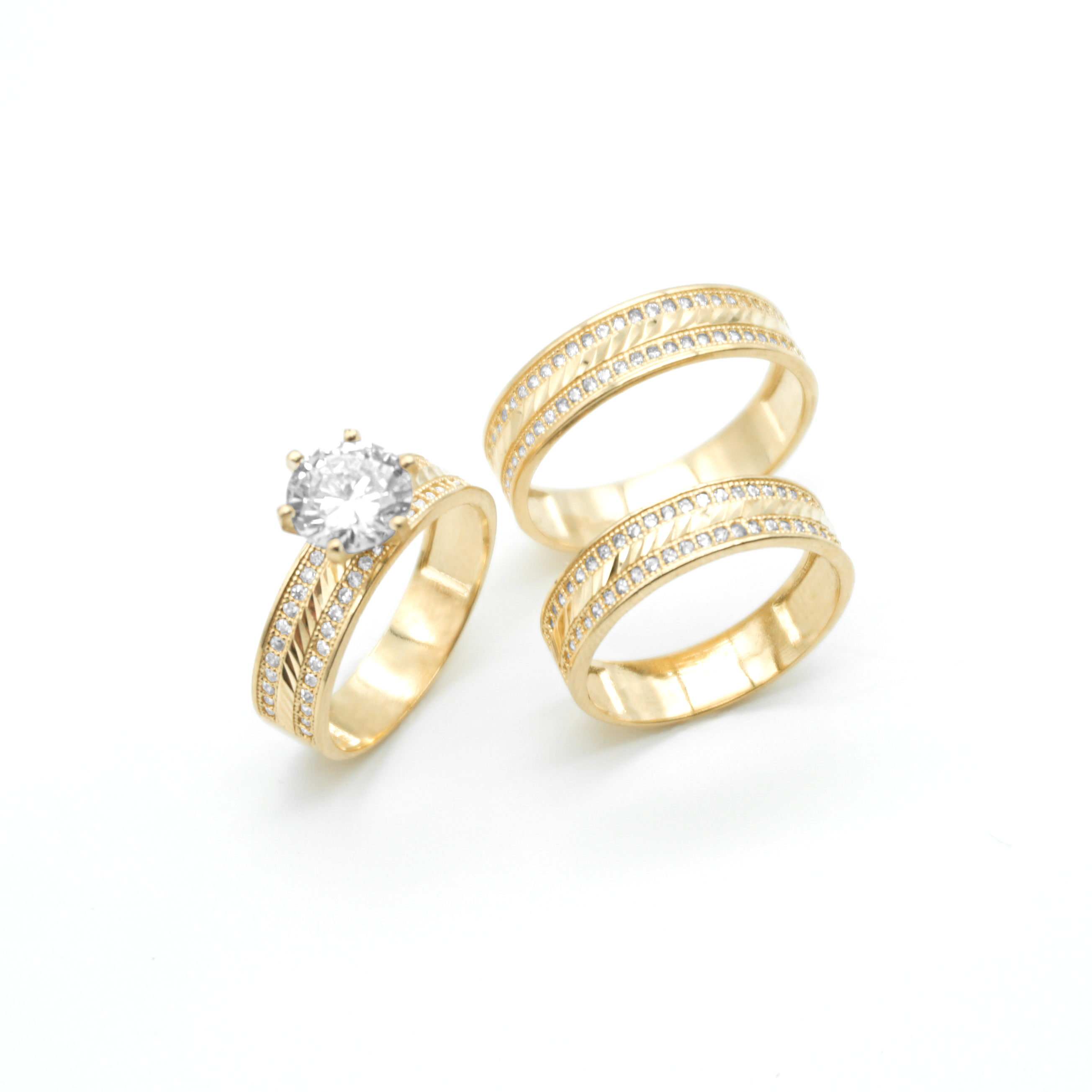 Trío de oro amarillo con zirconias |  10k | 8.6g