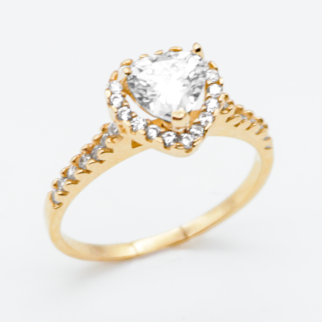 Anillo de Compromiso | Oro amarillo con zirconias | 14k | 2.5g