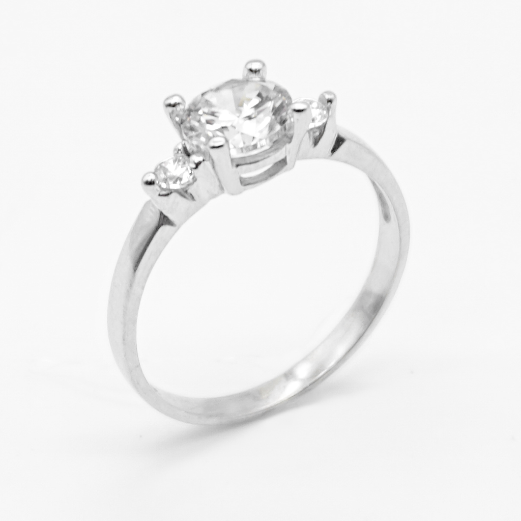 Anillo de Compromiso | Oro Blanco y Zirconias | 14k | 2.1g