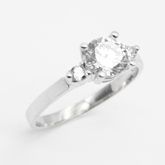 Anillo de Compromiso | Oro Blanco y Zirconias | 14K | 2.5G