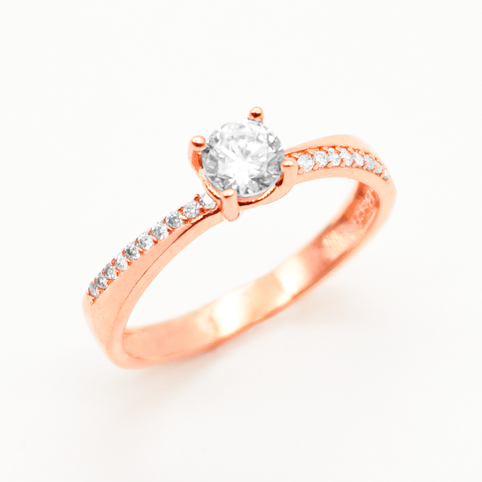 Solitario de Oro rosa con zirconias | 14k | 2.4g