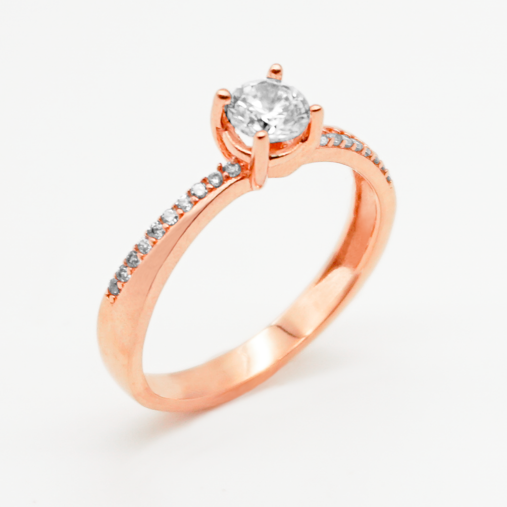 Solitario de Oro rosa con zirconias | 14k | 2.4g