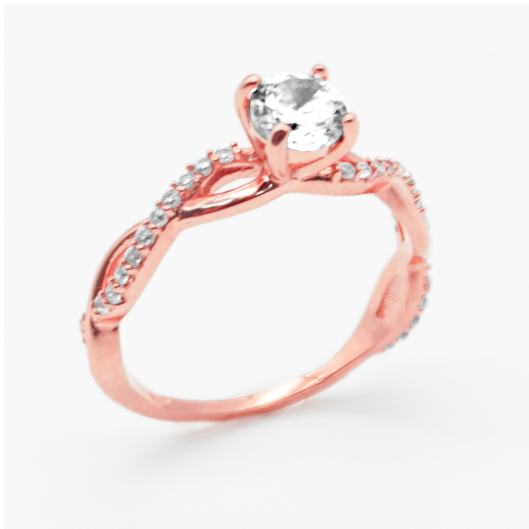 Solitario de oro rosa con zirconias | 14k | 2.3g