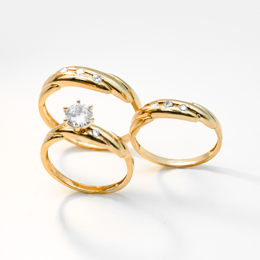 Trío de oro amarillo con zirconias | 10k | 7.8g