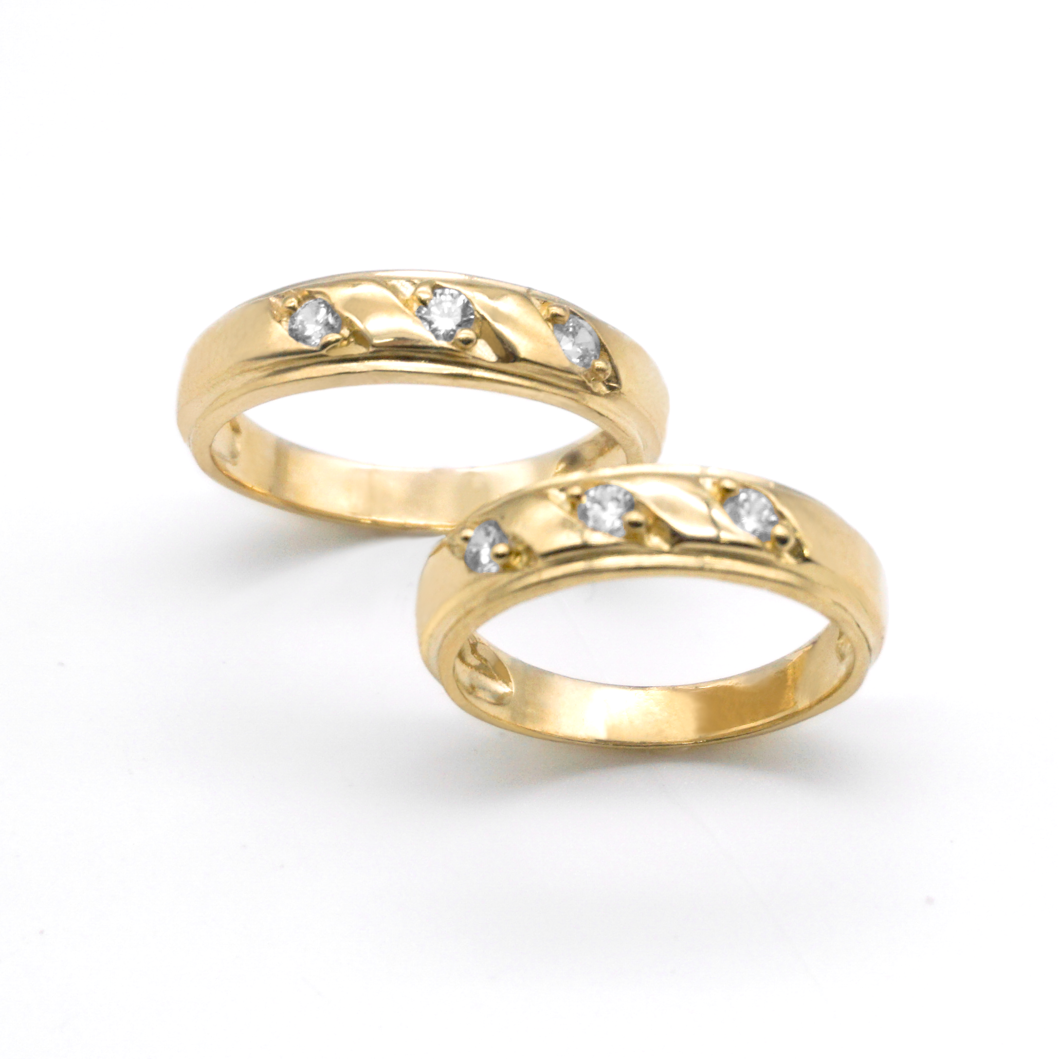 Trío de oro amarillo con zirconias | 10k | 9.8g