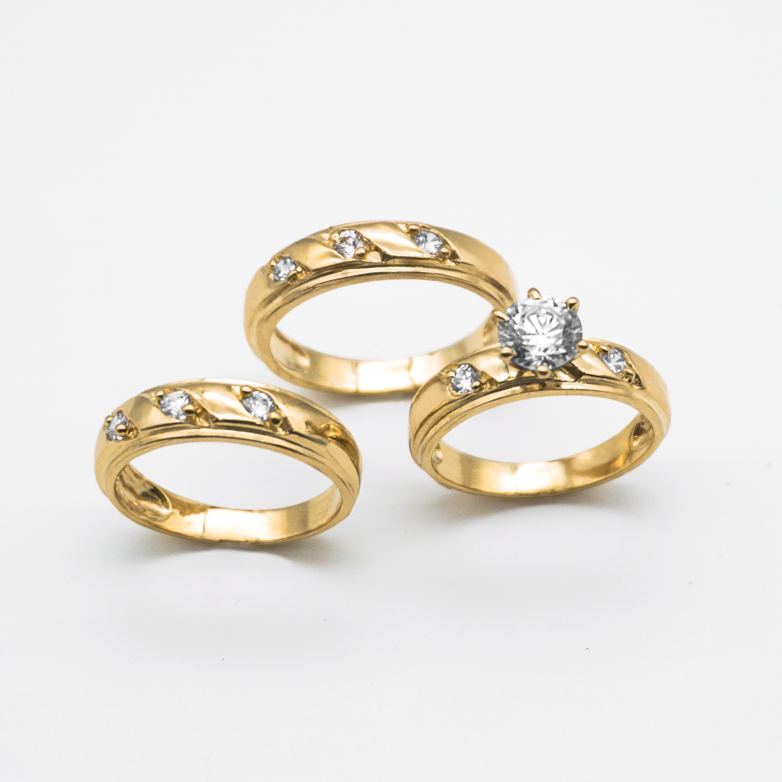 Trío de oro amarillo con zirconias | 10k | 9.8g
