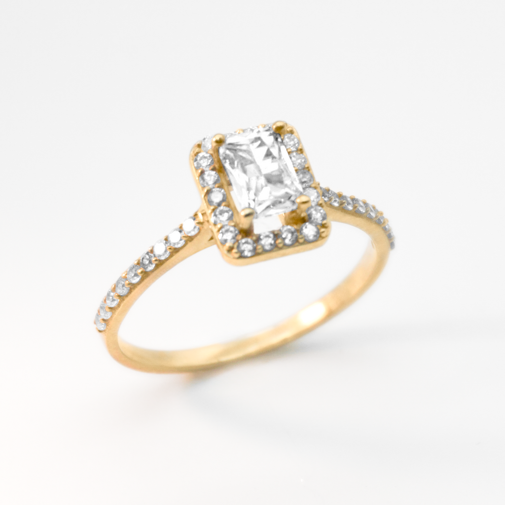 Solitario de Oro amarillo con zirconias | 10k | 2.3g