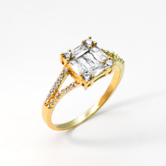 Solitario de Oro amarillo con Zirconias | 10k | 2.6g