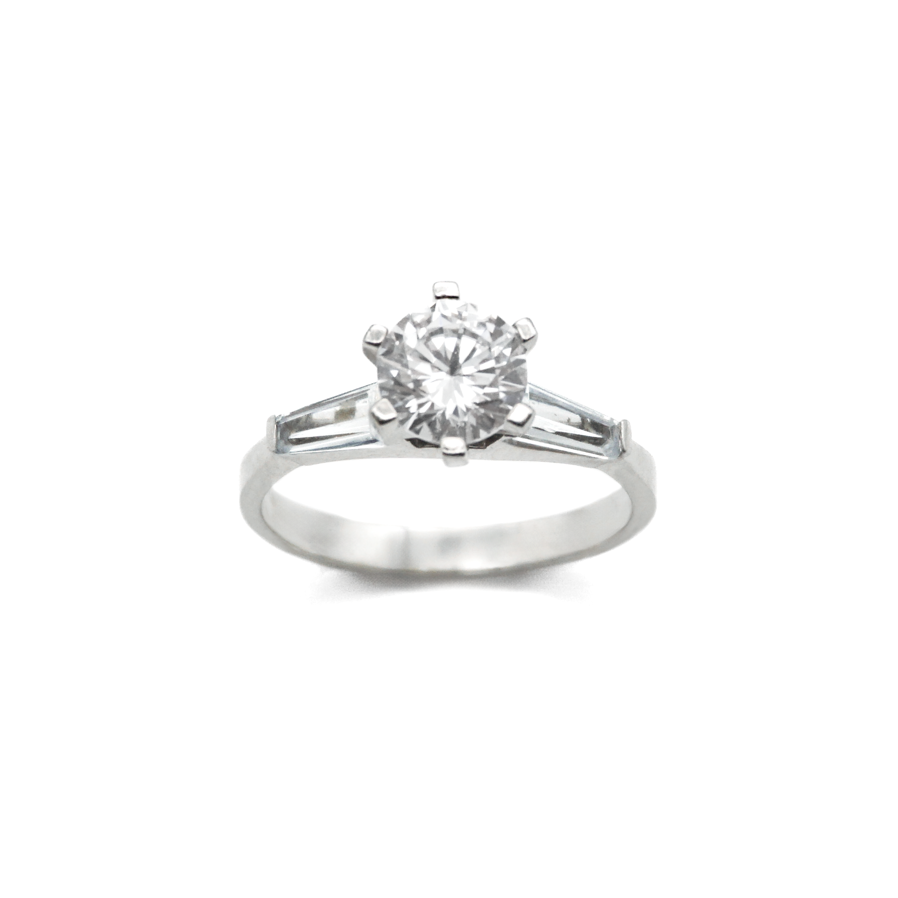 Solitario de Oro blanco con zirconias | 10k | 2.8g