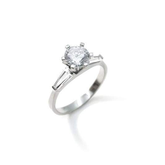 Solitario de Oro blanco con zirconias | 10k | 2.8g