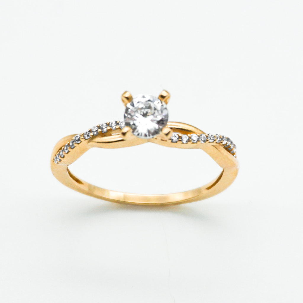 Solitario de oro amarillo con zirconias |  14k | 2.2g