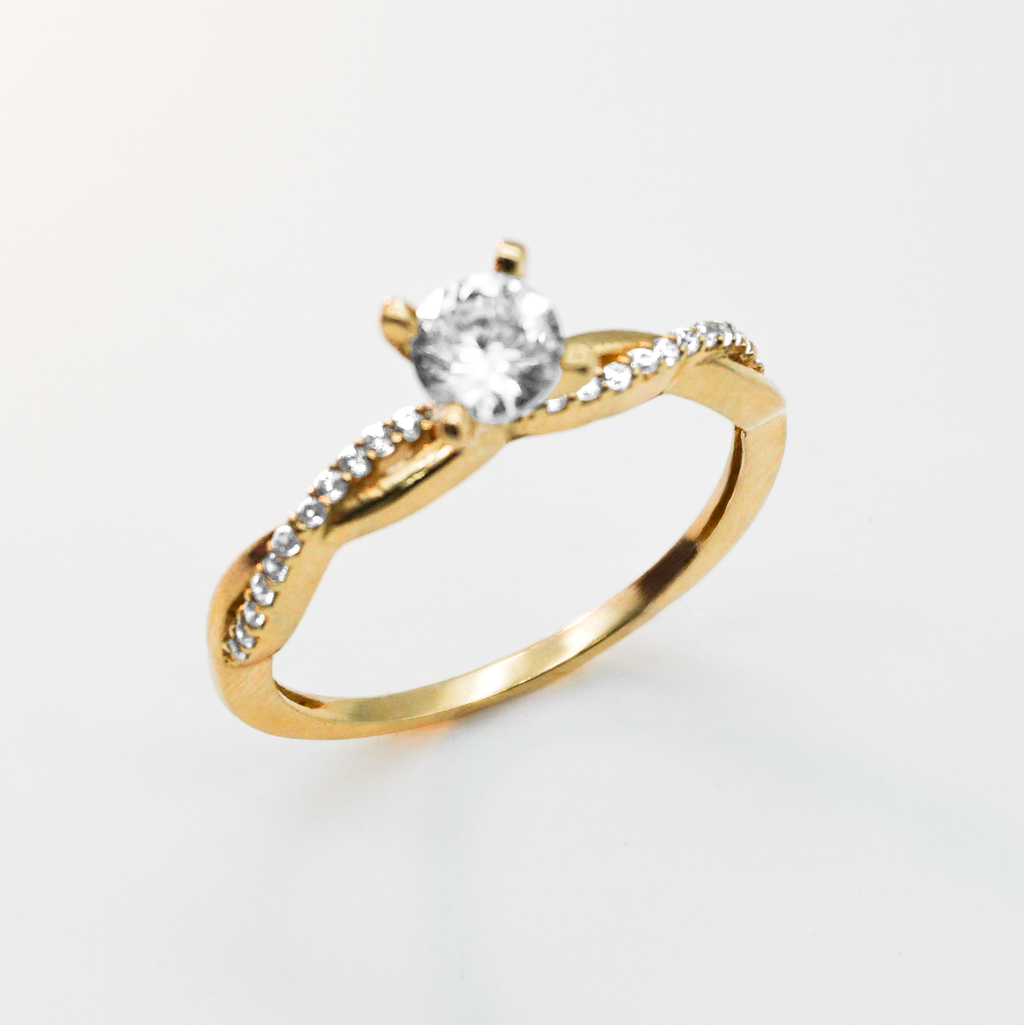 Solitario de oro amarillo con zirconias |  14k | 2.2g