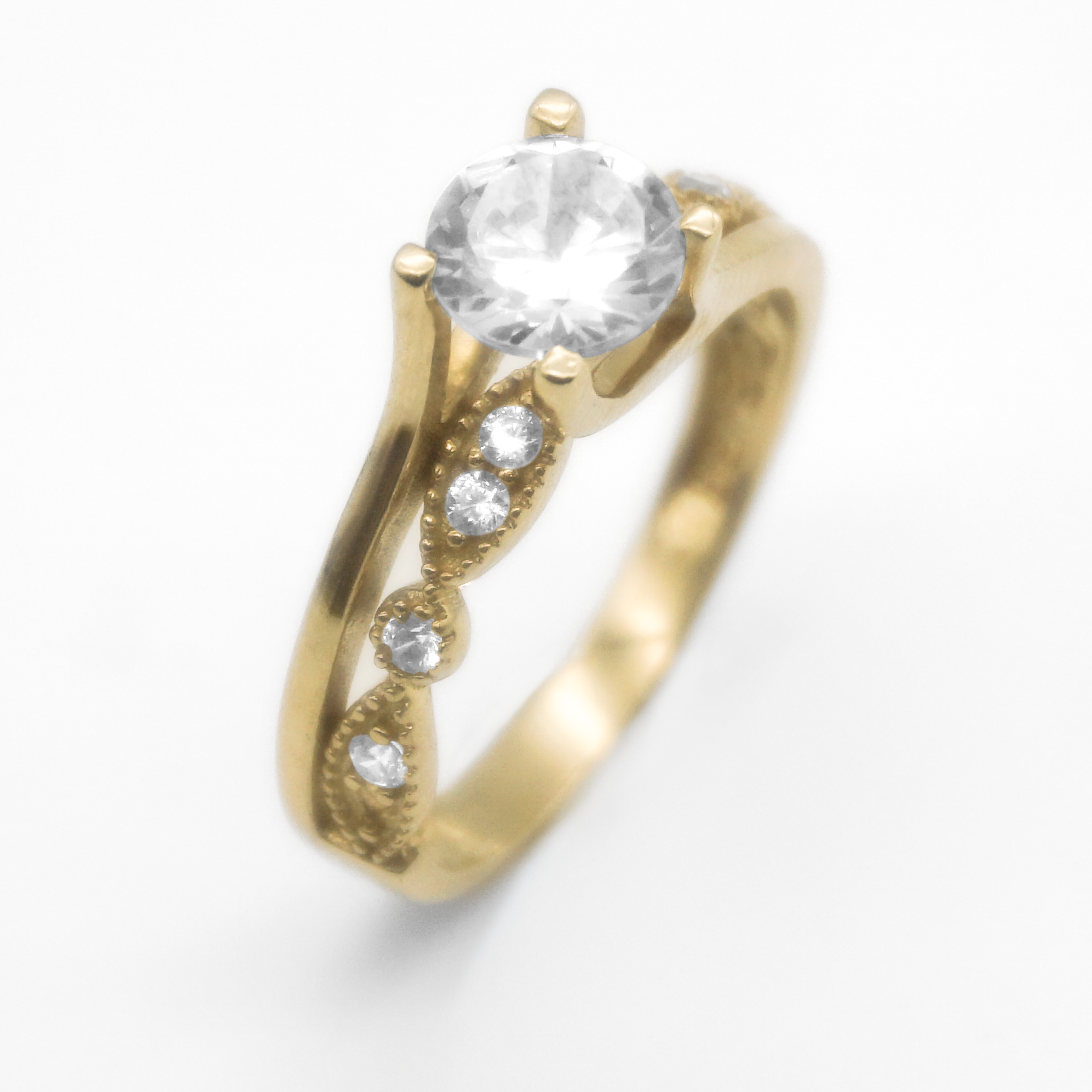 Solitario de oro amarillo con zirconias | 14k | 2.6g