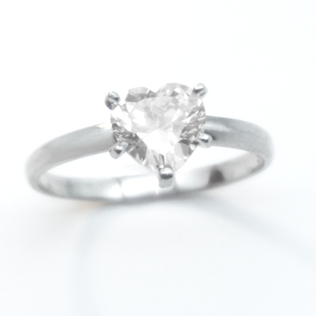 Solitario de oro blanco con zirconias |  14k |  2.2g