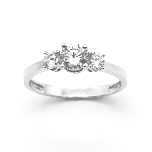 Solitario de oro blanco con zirconias |  14k |  2.1g