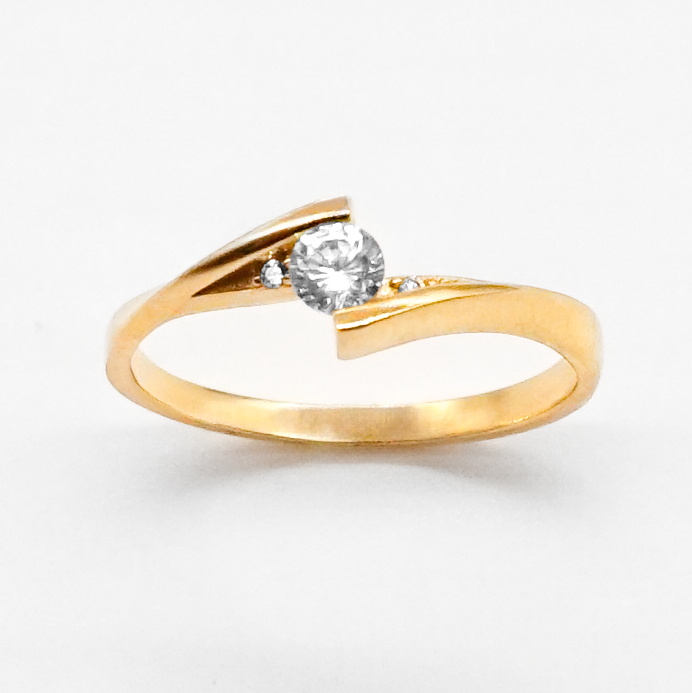 Solitario de oro amarillo con zirconias | 14k | 1.8g