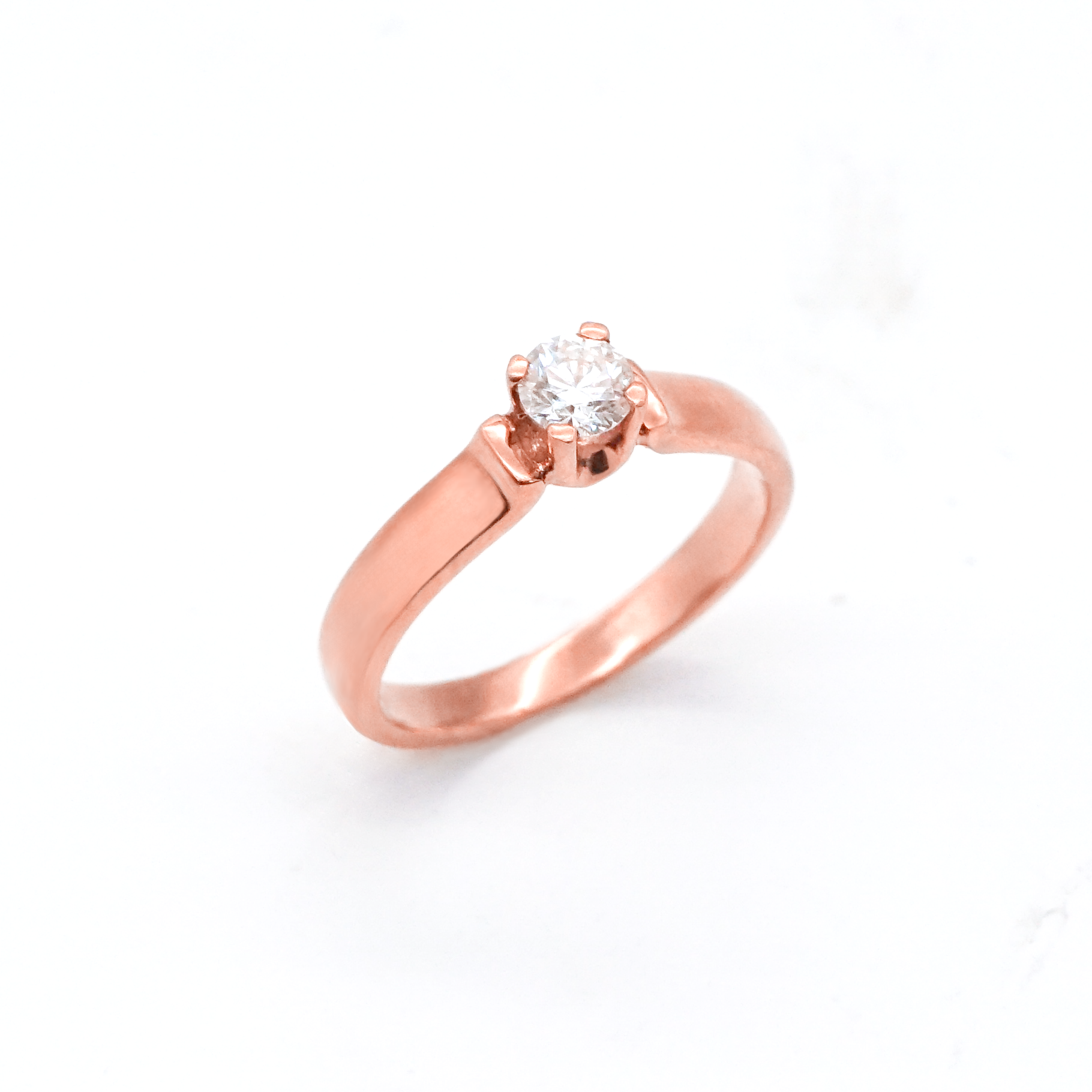 Solitario Matrimonial Oro rosa y Diamante | 14k | 3.2