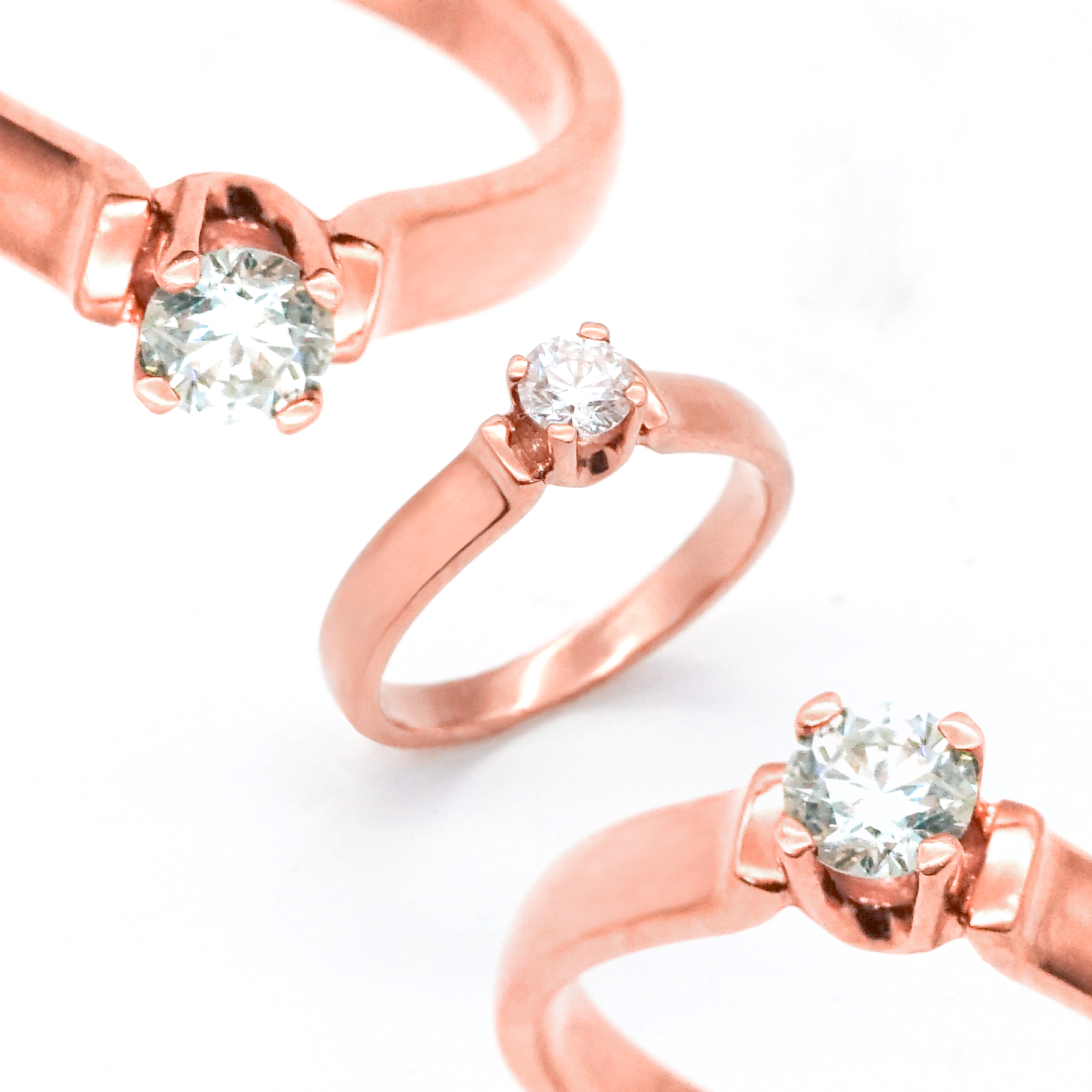 Solitario Matrimonial Oro rosa y Diamante | 14k | 3.2