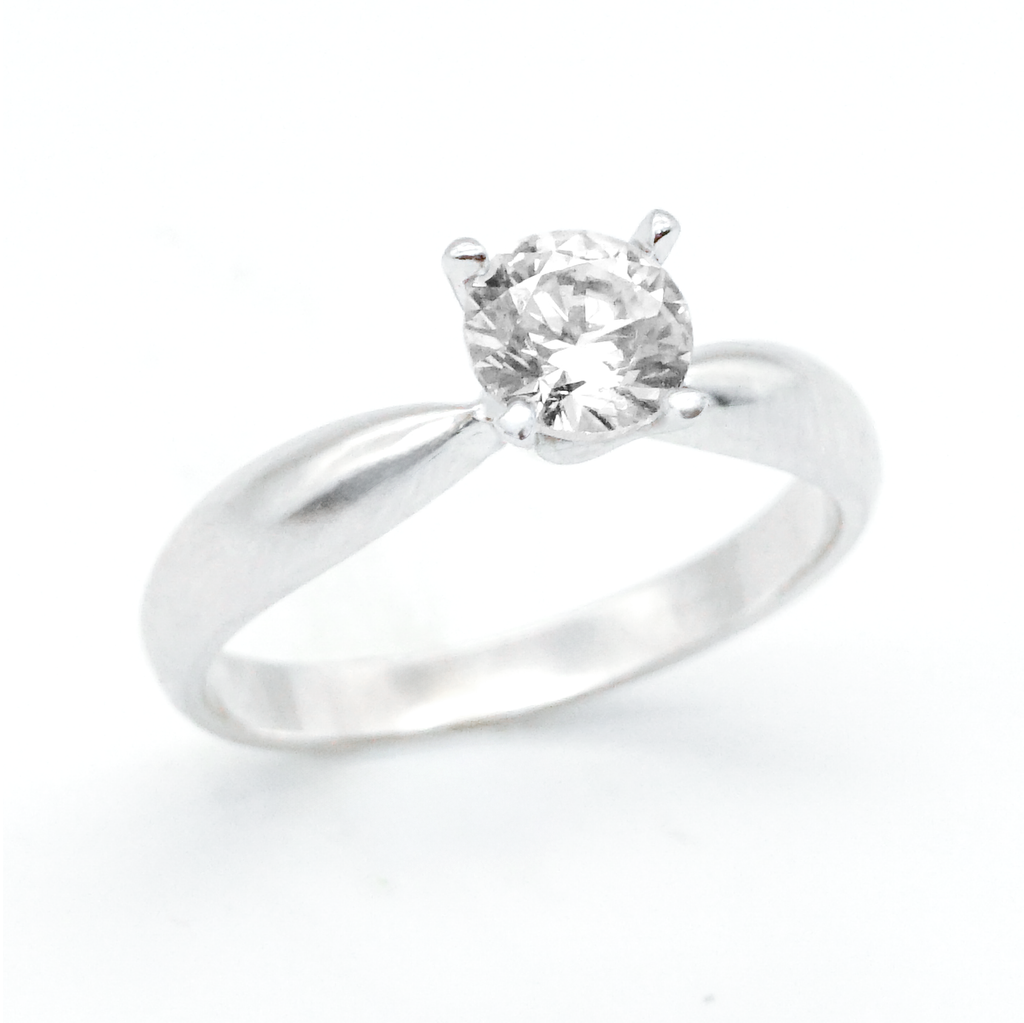 Anillo Matrimonial oro blanco con zirconias | 14k | 3g