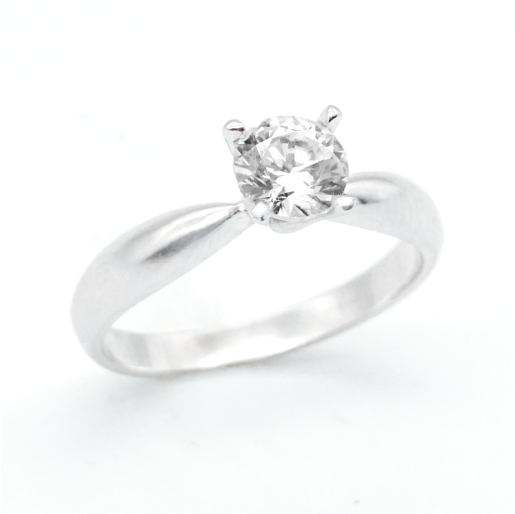 Anillo Matrimonial oro blanco con zirconias | 14k | 3g