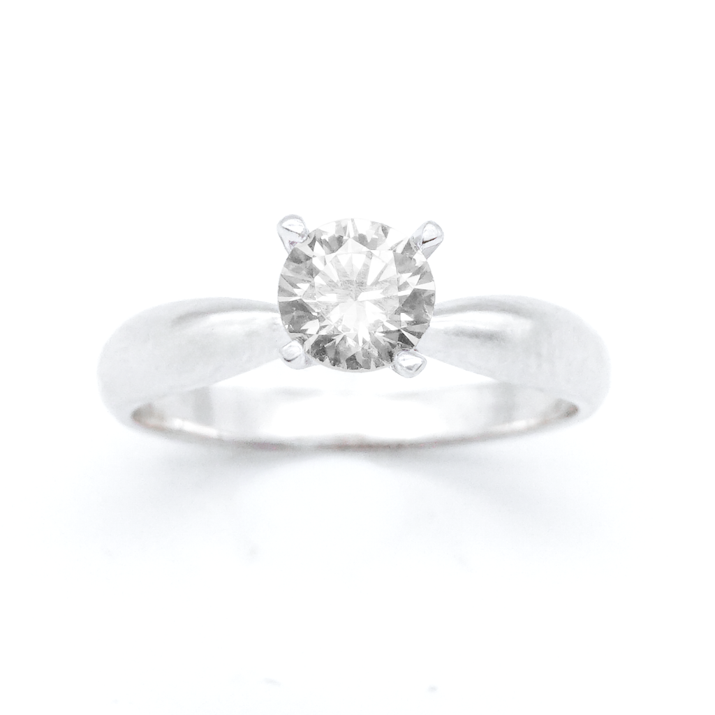 Anillo Matrimonial oro blanco con zirconias | 14k | 3g