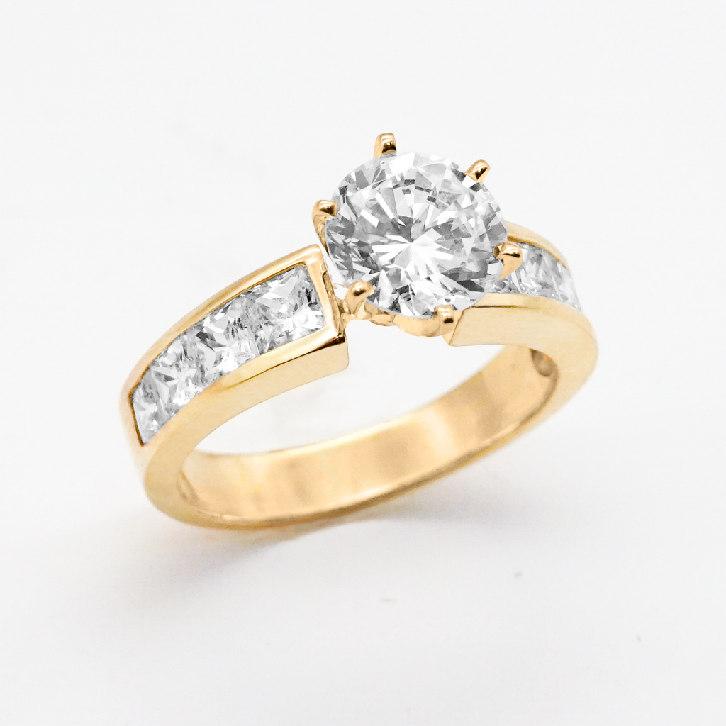 Solitario matrimonial oro amarillo con zirconias | 10k | 4.5g