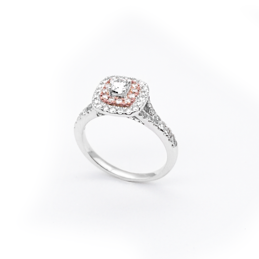 Anillo Matrimonial Oro blanco y rosa con Diamantes | 14k | 3.9